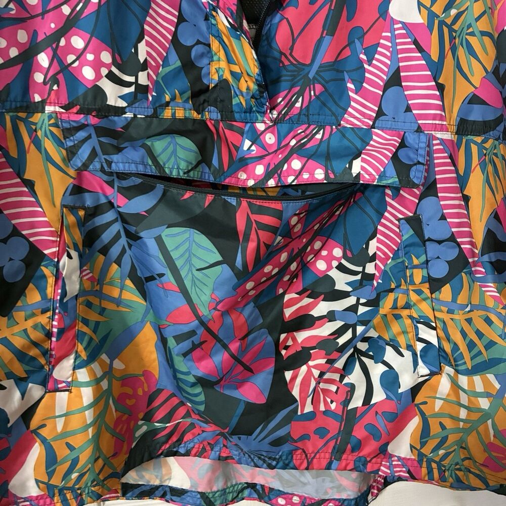 LJ by Lauren James Sz XL Colorful Floral Pullover Wind Rain Hooded Jacket - Picture 7 of 12